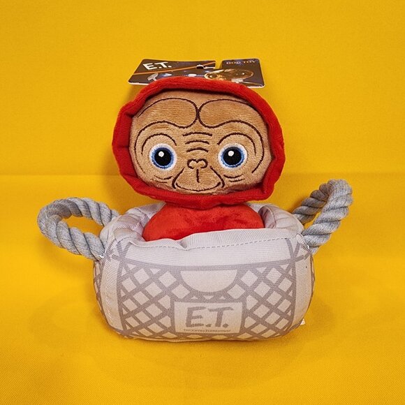E.T. Basket Plush Dog Cat Toy Squeaks Extra Terrestrial Steven Spielberg E.T NEW - Picture 10 of 10